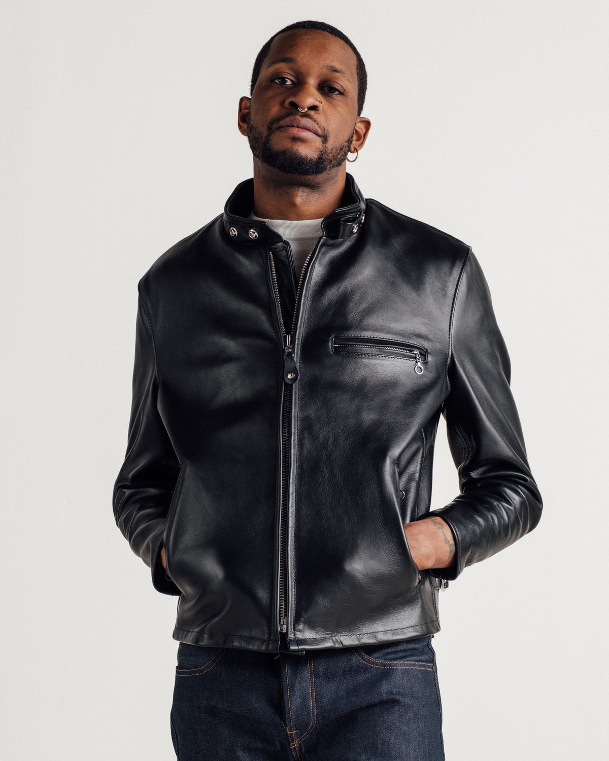 141 Schott N.Y.C. Classic Racer Leather Motorcycle Jacket