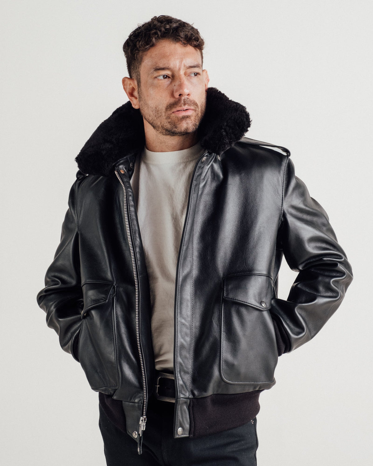 184SM Schott N.Y.C. A-2 Naked Cowhide Leather Flight Jacket