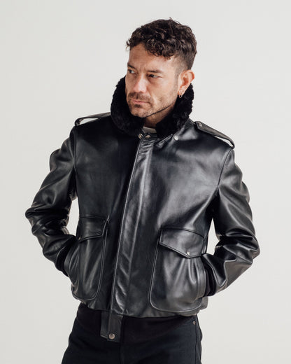 184SM Schott N.Y.C. A-2 Naked Cowhide Leather Flight Jacket