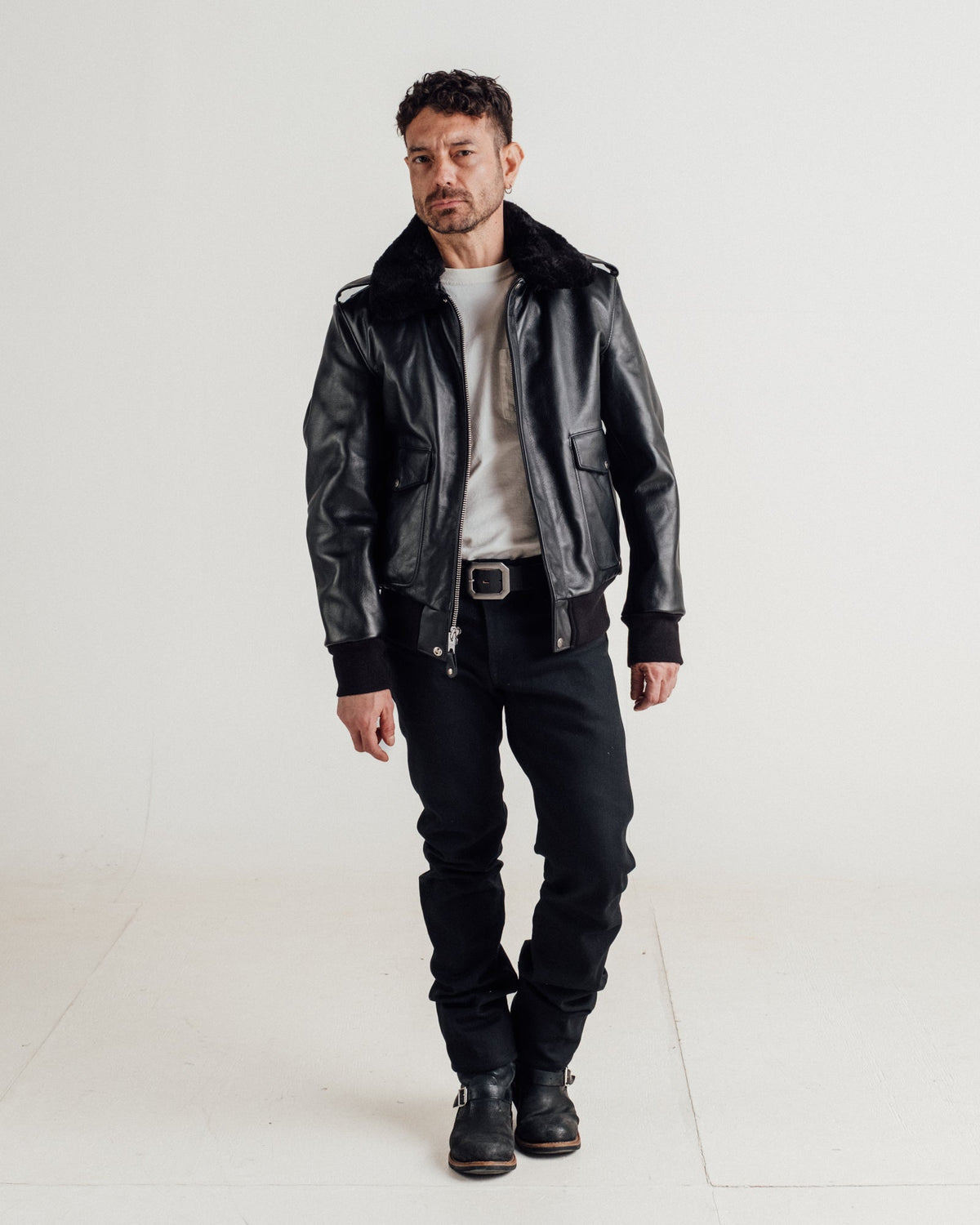 184SM Schott N.Y.C. A-2 Naked Cowhide Leather Flight Jacket