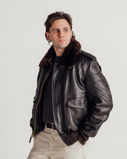 184SM Schott N.Y.C. A-2 Naked Cowhide Leather Flight Jacket