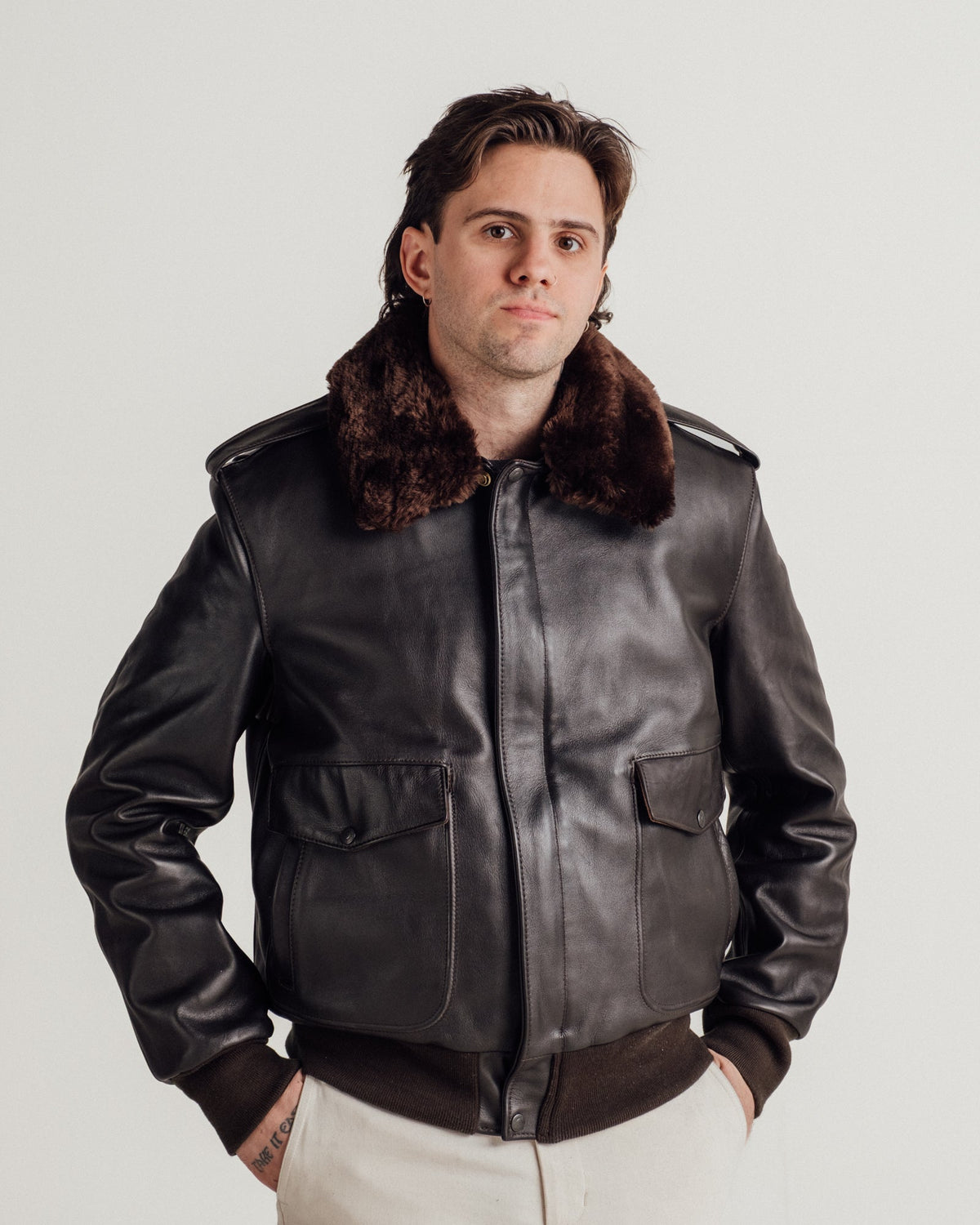 184SM Schott N.Y.C. A-2 Naked Cowhide Leather Flight Jacket