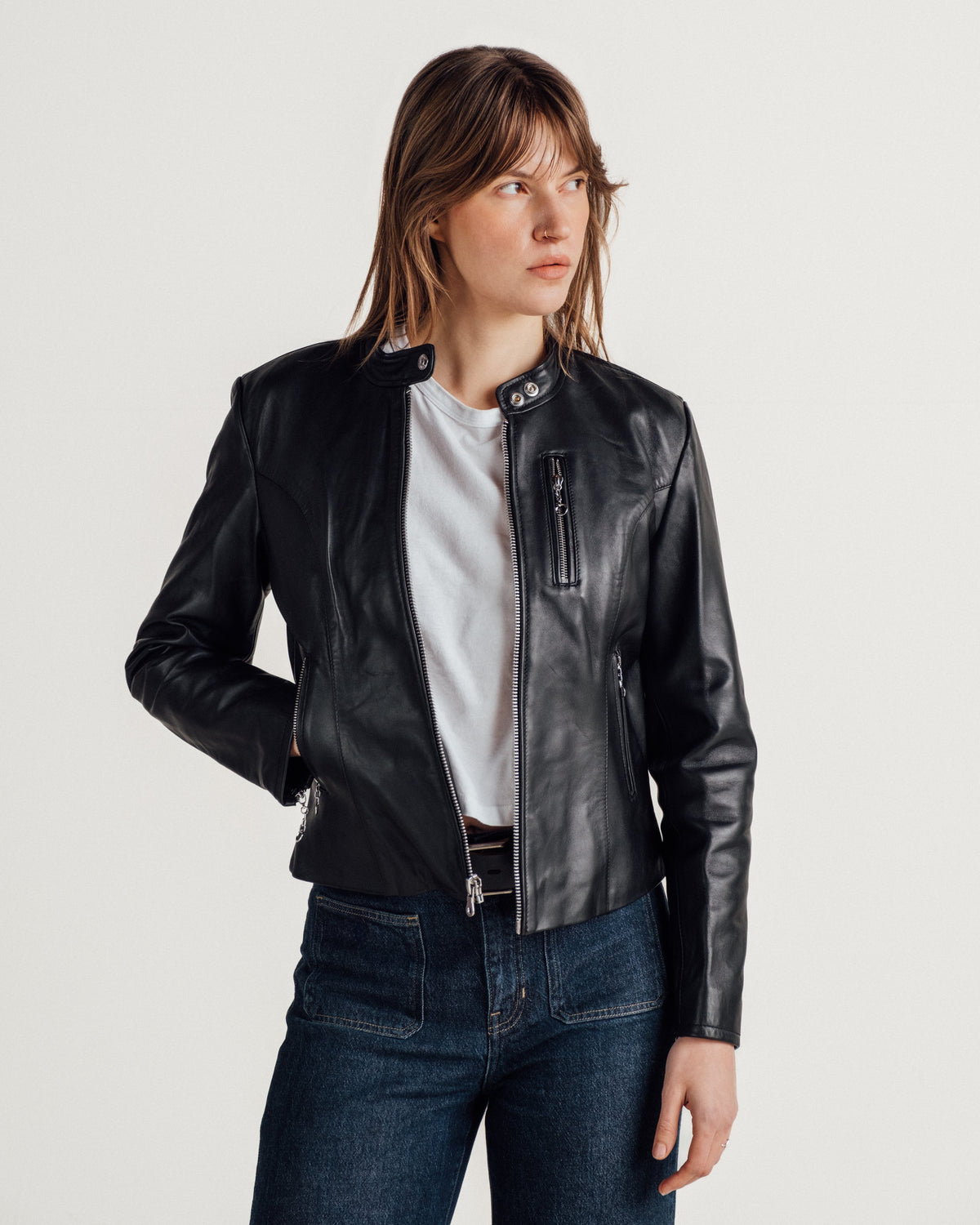 21141W Schott N.Y.C. Lambskin Cafe Racer Jacket