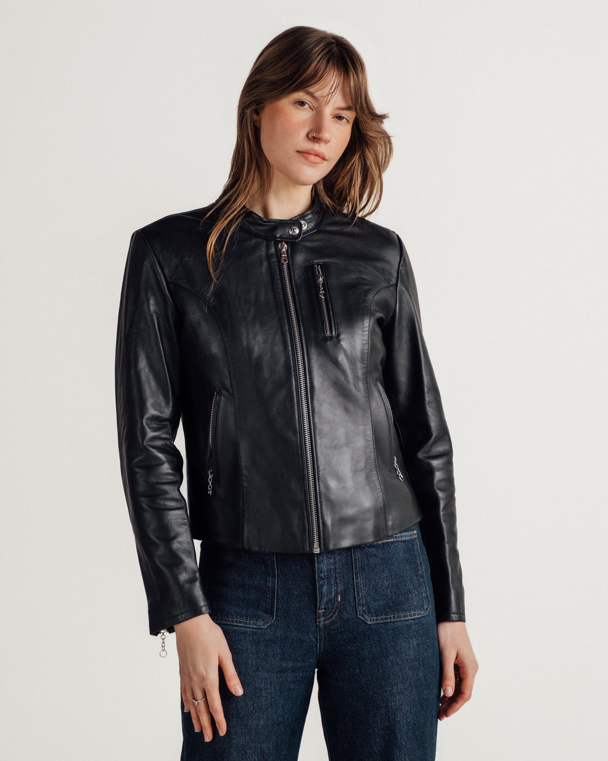 21141W Schott N.Y.C. Lambskin Cafe Racer Jacket