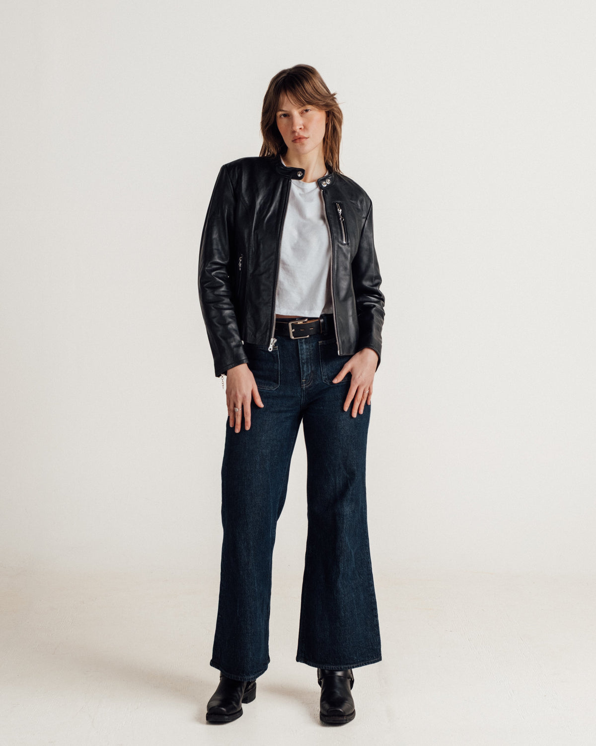 21141W Schott N.Y.C. Lambskin Cafe Racer Jacket
