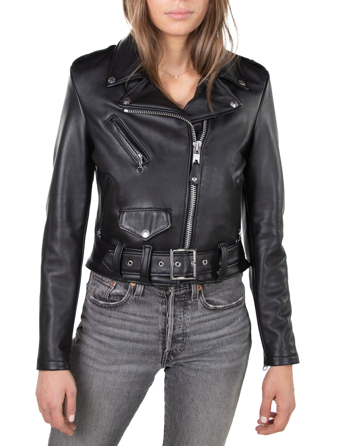 218W Schott N.Y.C. Cropped Lambskin 'One Star' Perfecto® Jacket