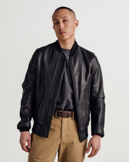 237 Schott N.Y.C. Lightweight Natural Pebble Cowhide MA-1 Bomber Jacket