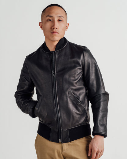 237 Schott N.Y.C. Lightweight Natural Pebble Cowhide MA-1 Bomber Jacket