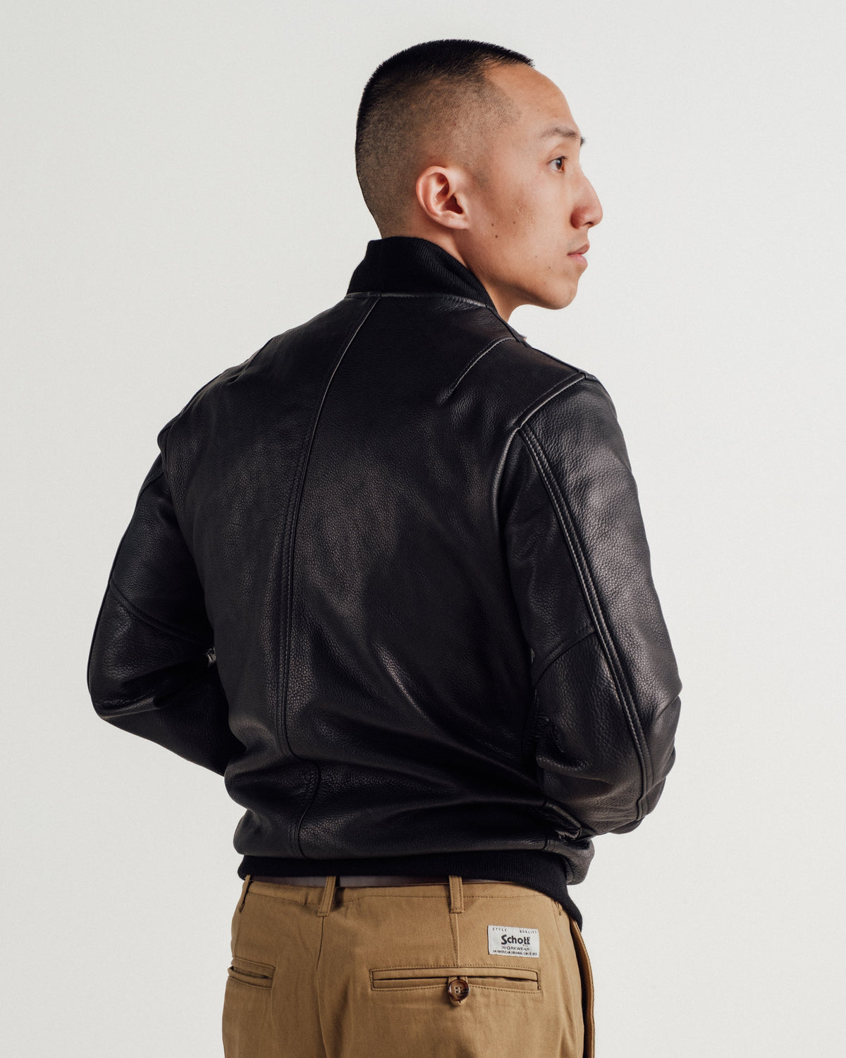 237 Schott N.Y.C. Lightweight Natural Pebble Cowhide MA-1 Bomber Jacket