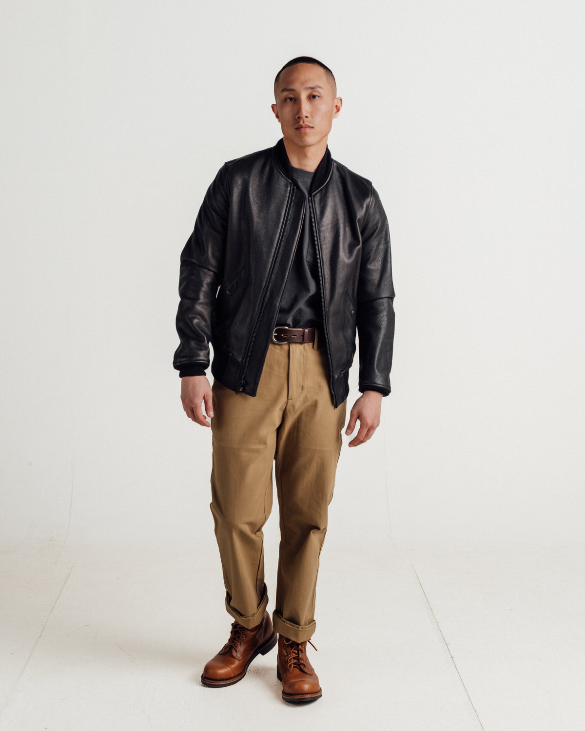 237 Schott N.Y.C. Lightweight Natural Pebble Cowhide MA-1 Bomber Jacket