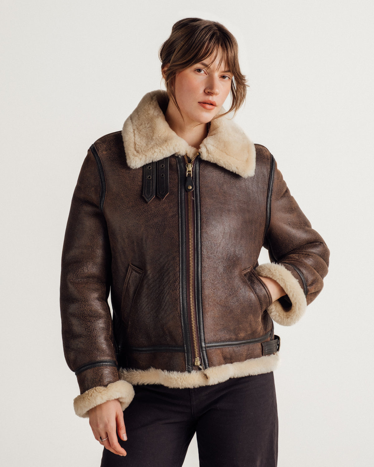 247SW Schott N.Y.C. Women's Sheepskin B-3 Bomber Jacket