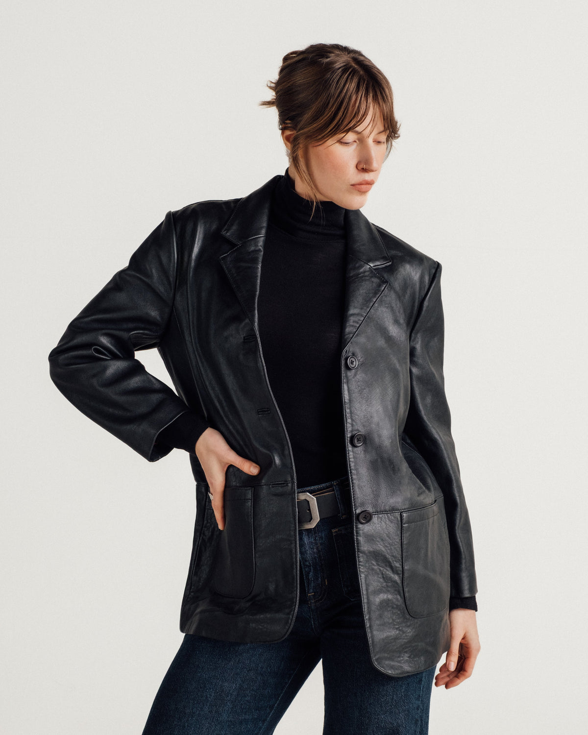 2535W Schott N.Y.C. 'Rivington' Oversized Lambskin Blazer
