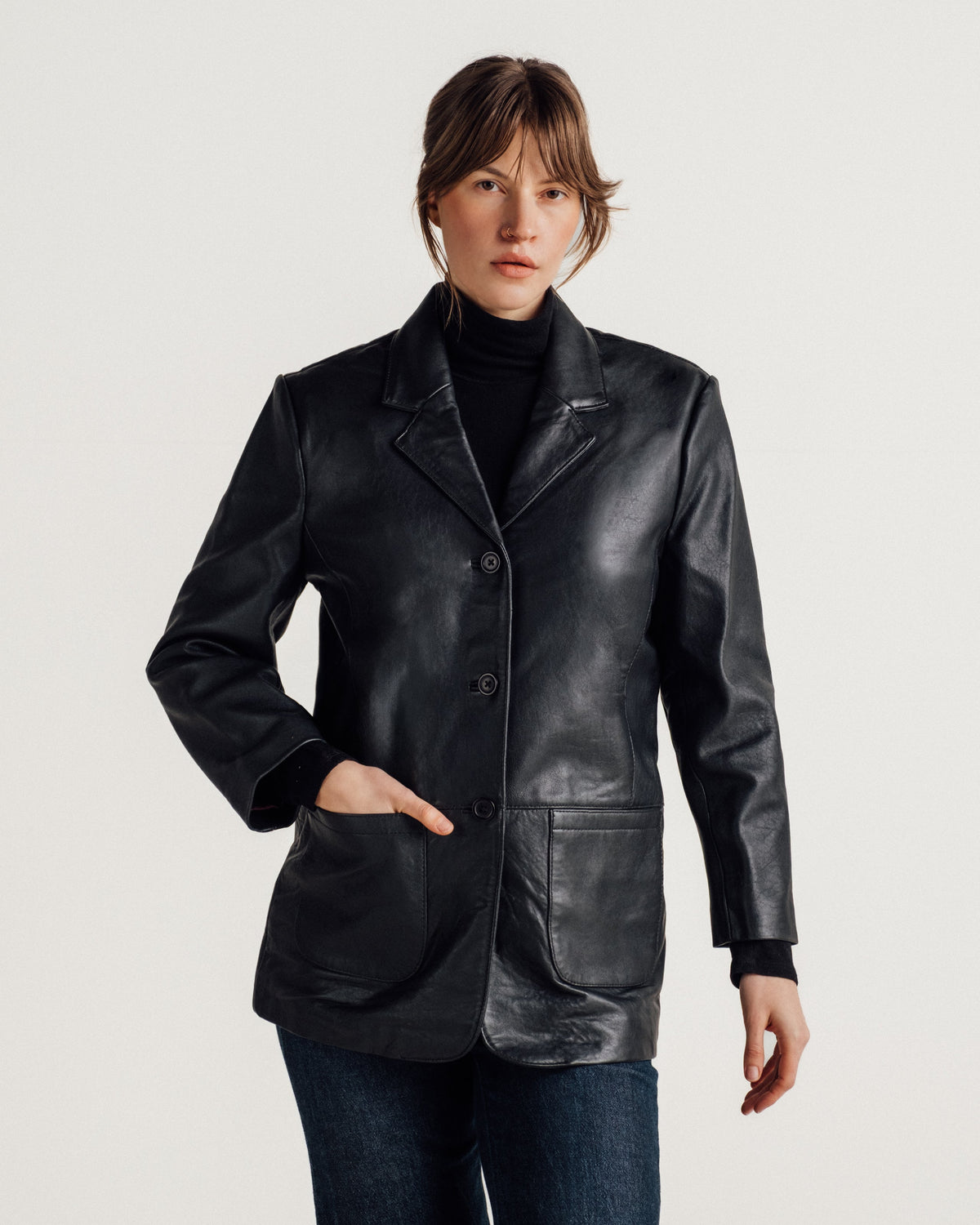 2535W Schott N.Y.C. 'Rivington' Oversized Lambskin Blazer