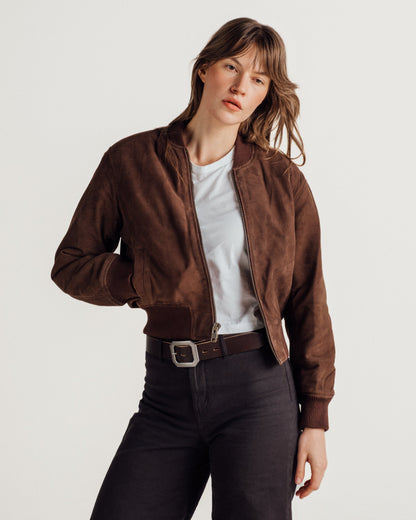 3528W Schott N.Y.C. 'Monroe' Suede Bomber Jacket