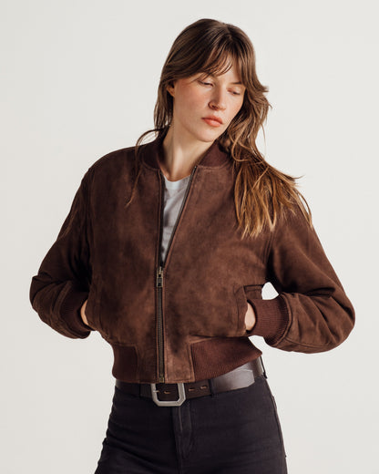 3528W Schott N.Y.C. 'Monroe' Suede Bomber Jacket