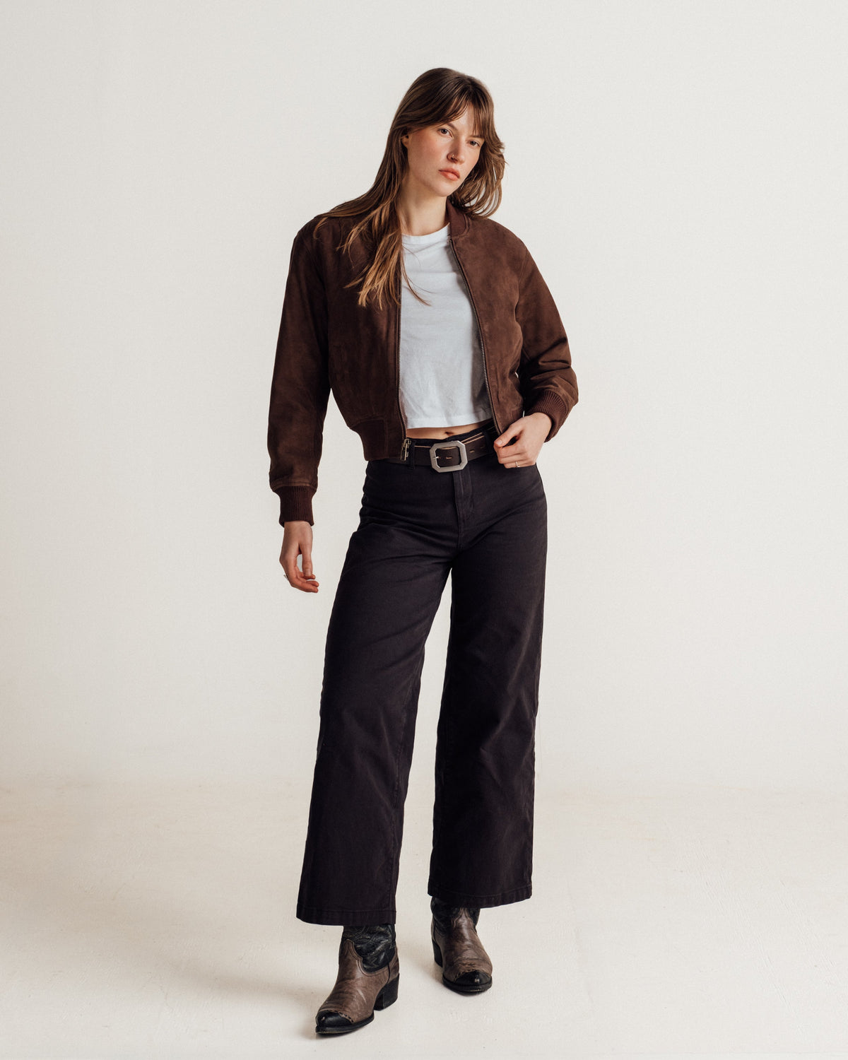 3528W Schott N.Y.C. 'Monroe' Suede Bomber Jacket
