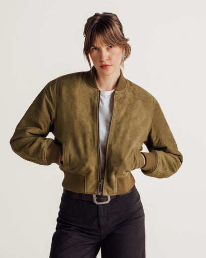 3528W Schott N.Y.C. 'Monroe' Suede Bomber Jacket