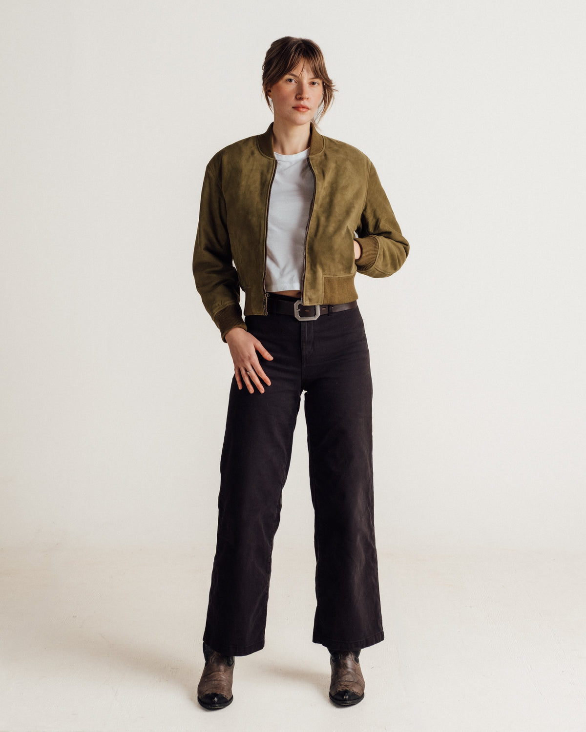 3528W Schott N.Y.C. 'Monroe' Suede Bomber Jacket