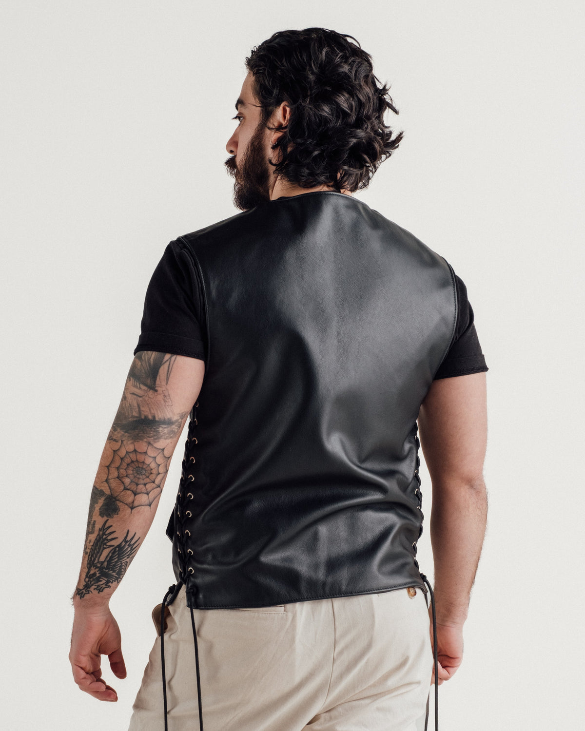 515V Schott N.Y.C. Laced Genuine Pebbled Cowhide Club Vest