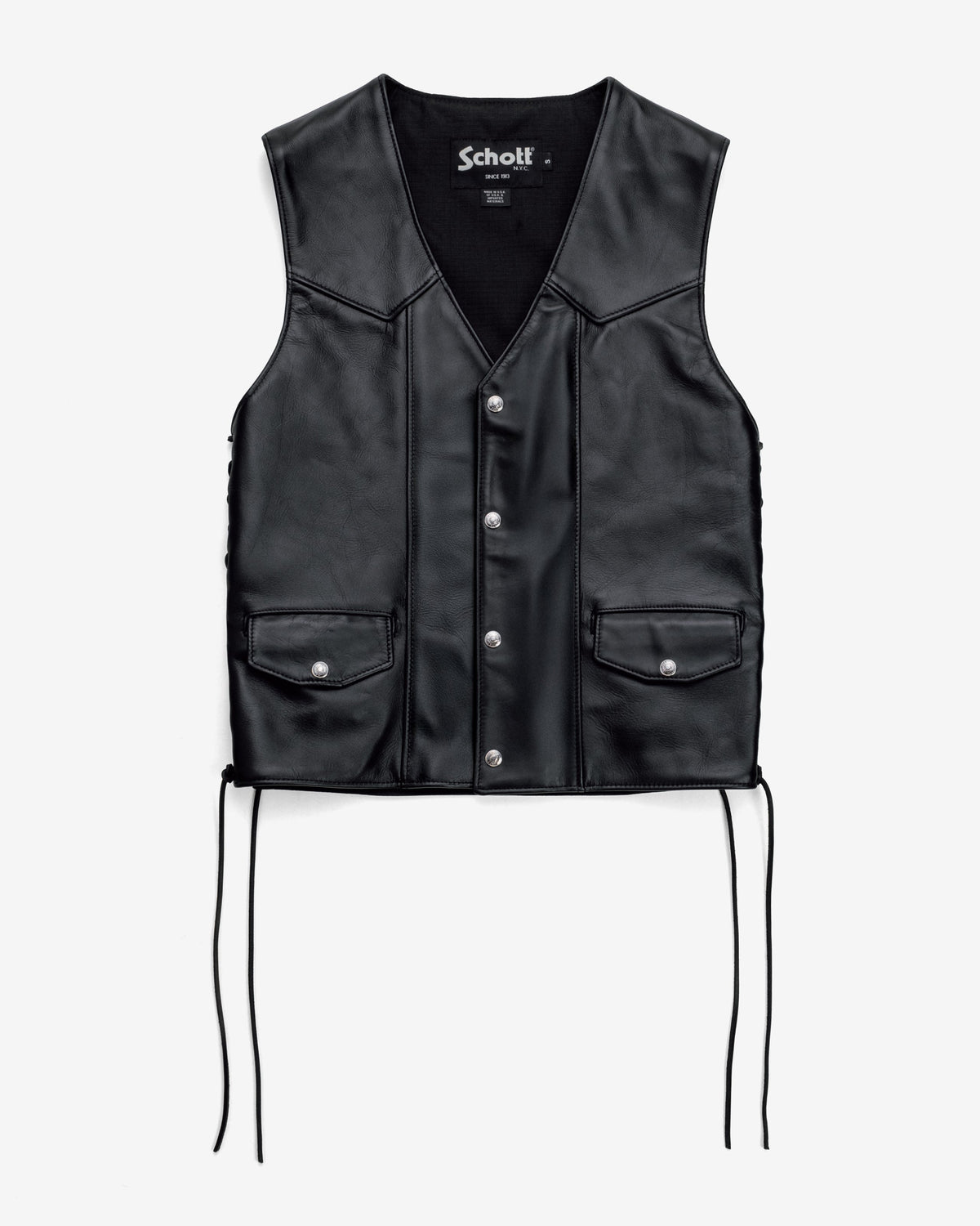 515V Schott N.Y.C. Laced Genuine Pebbled Cowhide Club Vest