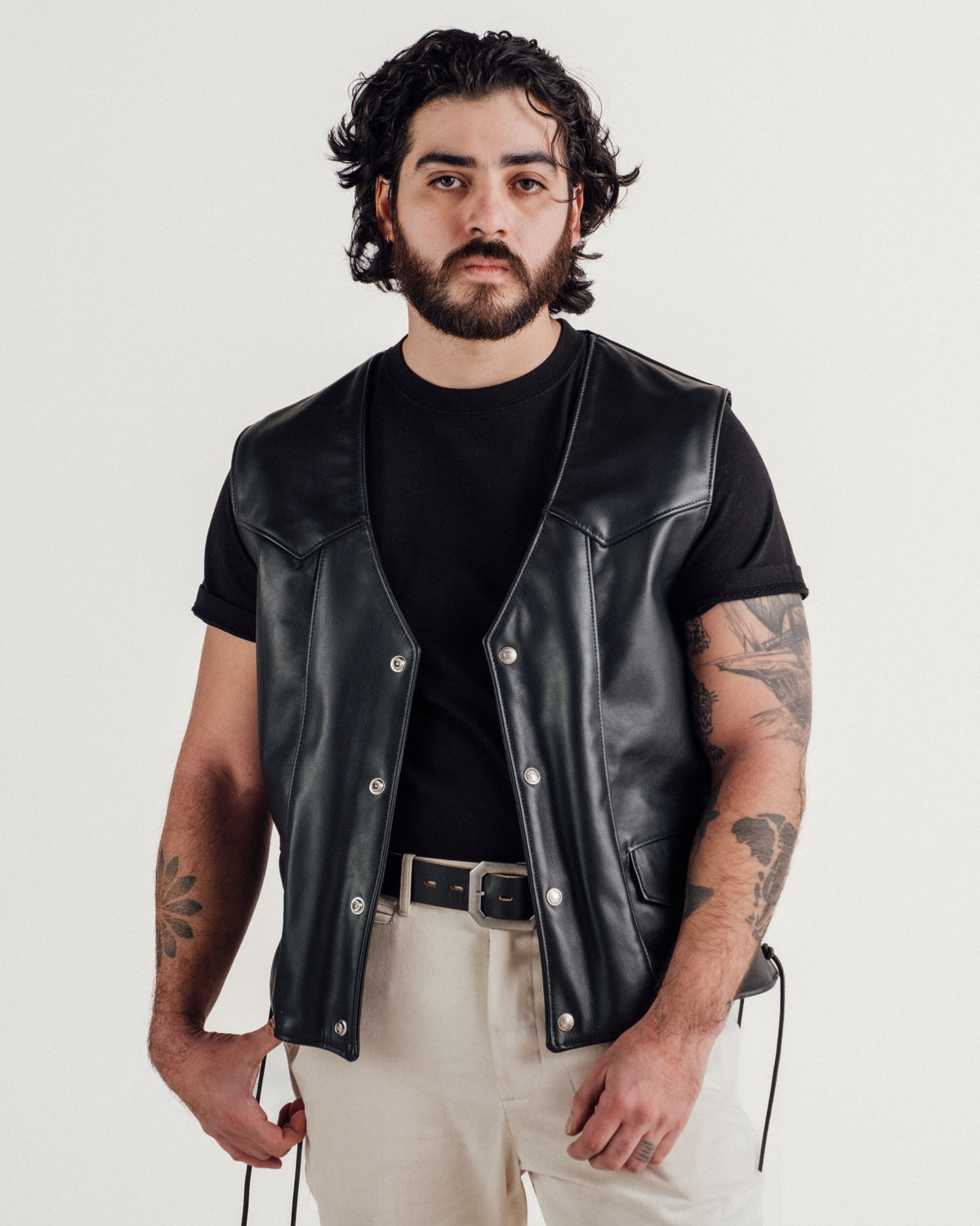 515V Schott N.Y.C. Laced Genuine Pebbled Cowhide Club Vest