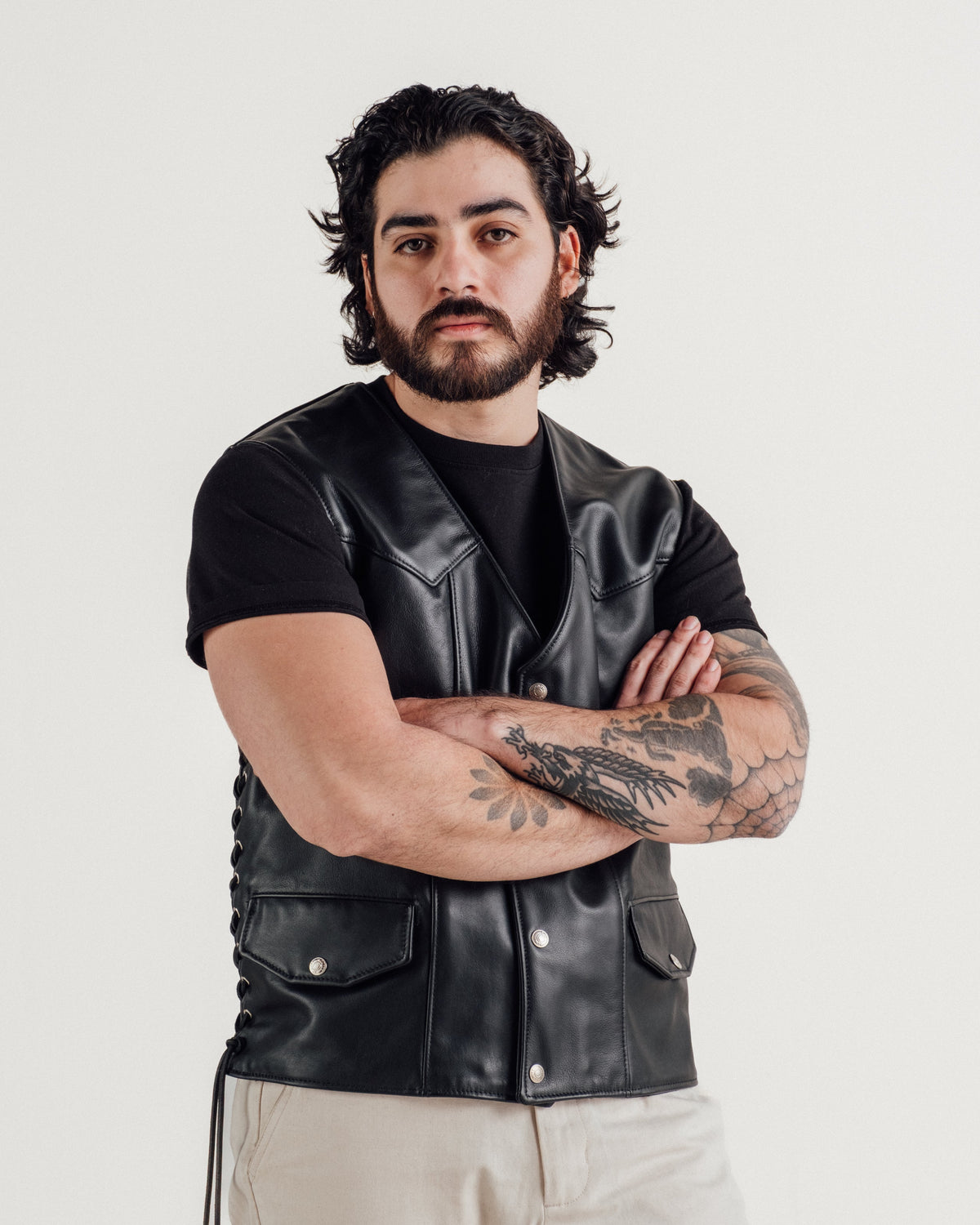 515V Schott N.Y.C. Laced Genuine Pebbled Cowhide Club Vest