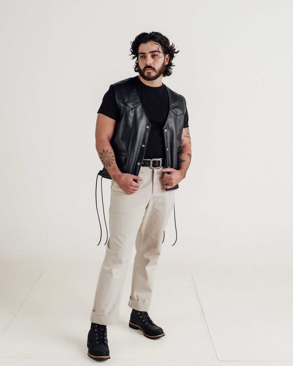 515V Schott N.Y.C. Laced Genuine Pebbled Cowhide Club Vest