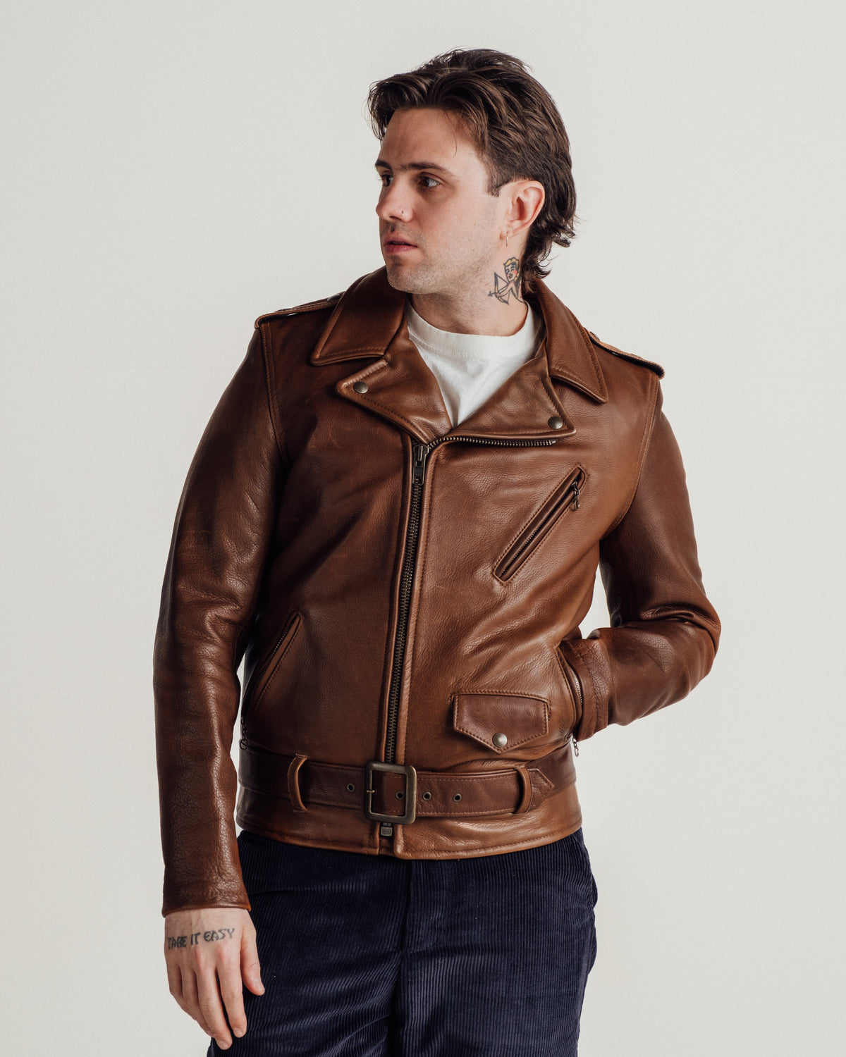 519 Schott N.Y.C. Pebbled Cowhide 'One Star' Perfecto® Motorcycle Jacket