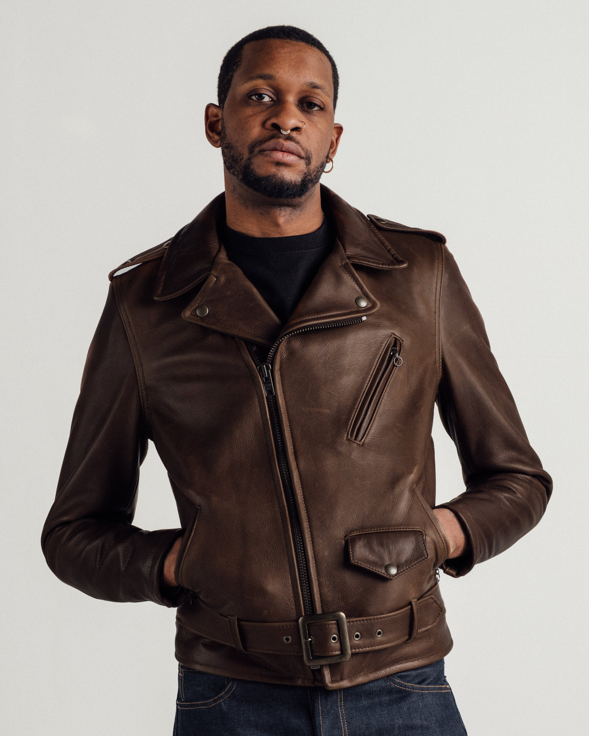 519 Schott N.Y.C. Pebbled Cowhide 'One Star' Perfecto® Motorcycle Jacket