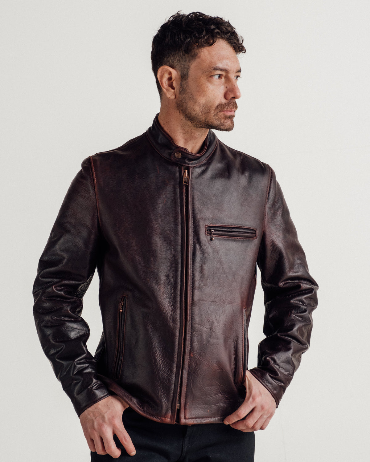 550 Schott N.Y.C. Waxy Pullup Cowhide Cafe Racer Jacket