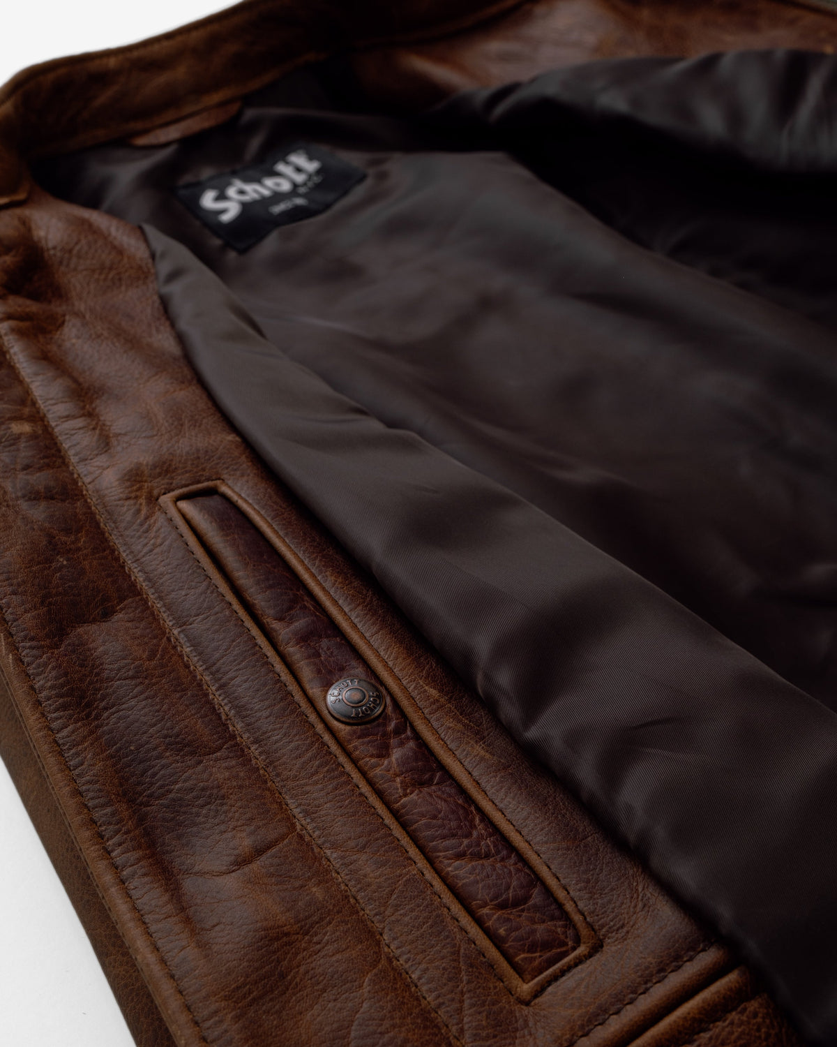 550 Schott N.Y.C. Waxy Pullup Cowhide Cafe Racer Jacket