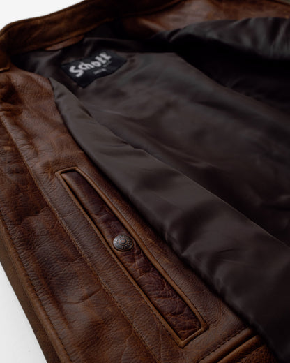 550 Schott N.Y.C. Waxy Pullup Cowhide Cafe Racer Jacket