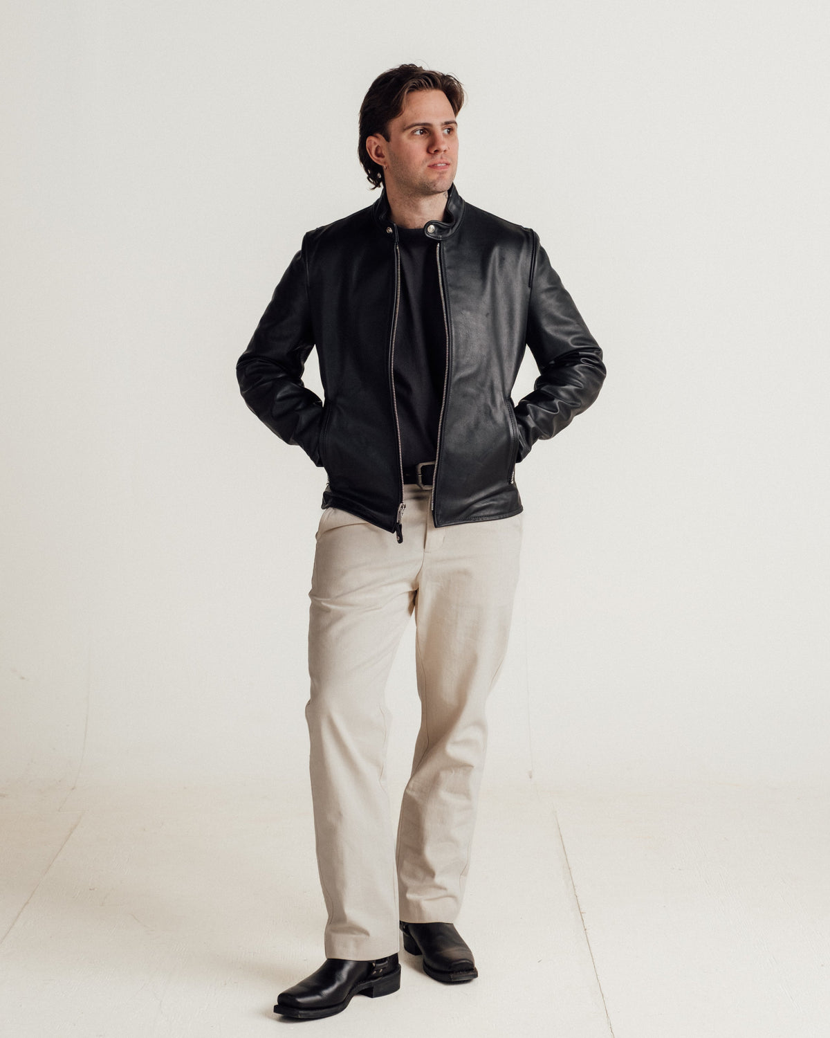 554 Schott N.Y.C. Lightweight Cowhide Cafe Racer Jacket