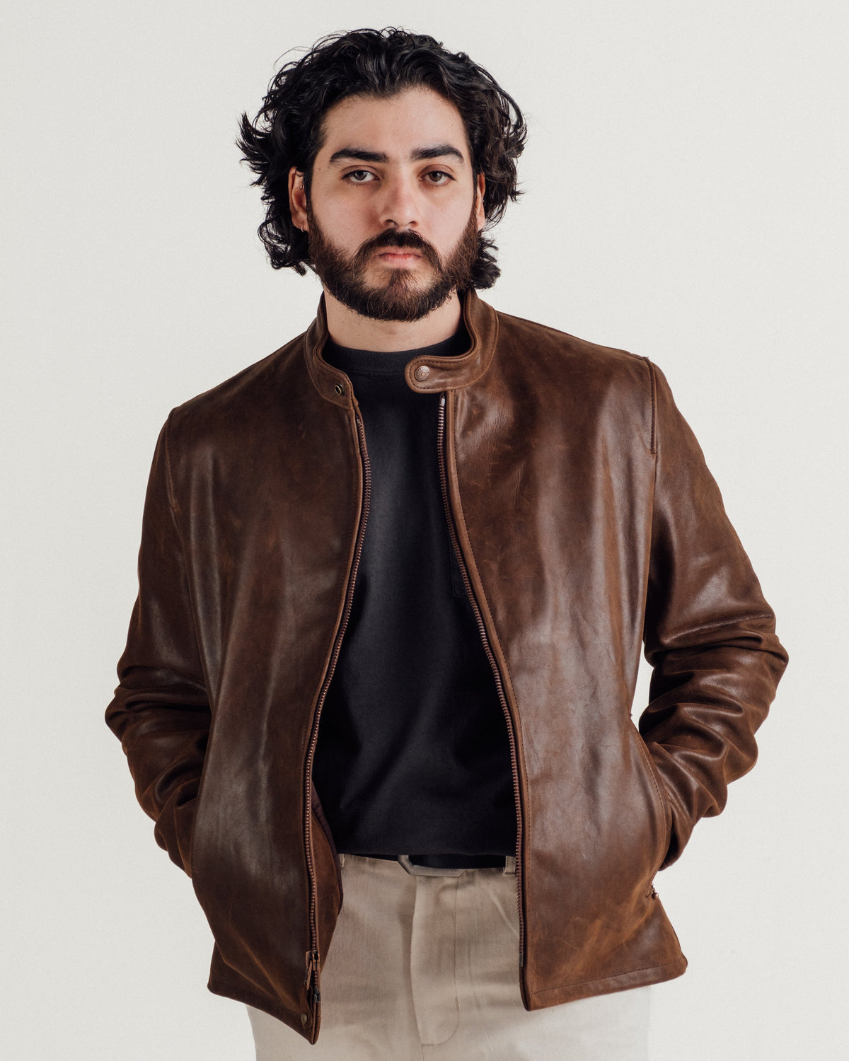 554 Schott N.Y.C. Lightweight Cowhide Cafe Racer Jacket