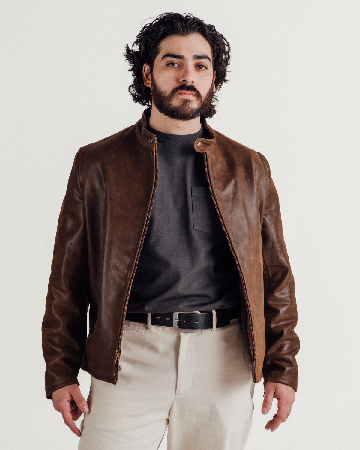 554 Schott N.Y.C. Lightweight Cowhide Cafe Racer Jacket