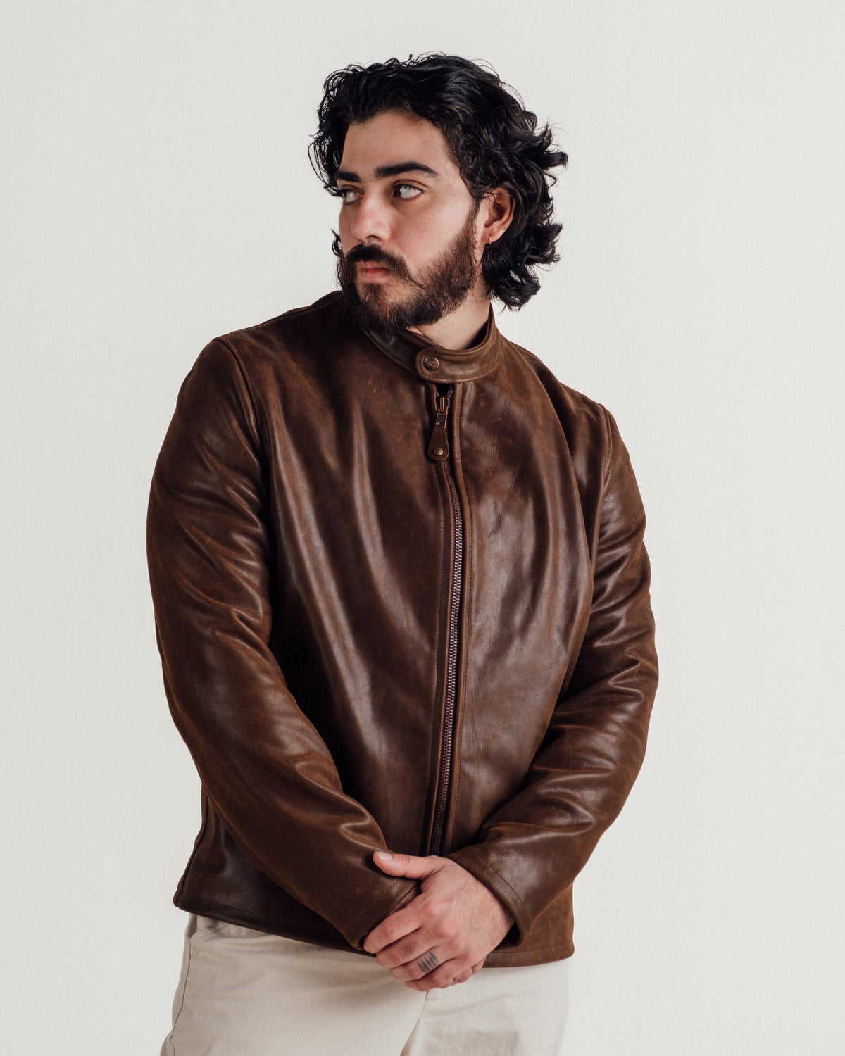 554 Schott N.Y.C. Lightweight Cowhide Cafe Racer Jacket