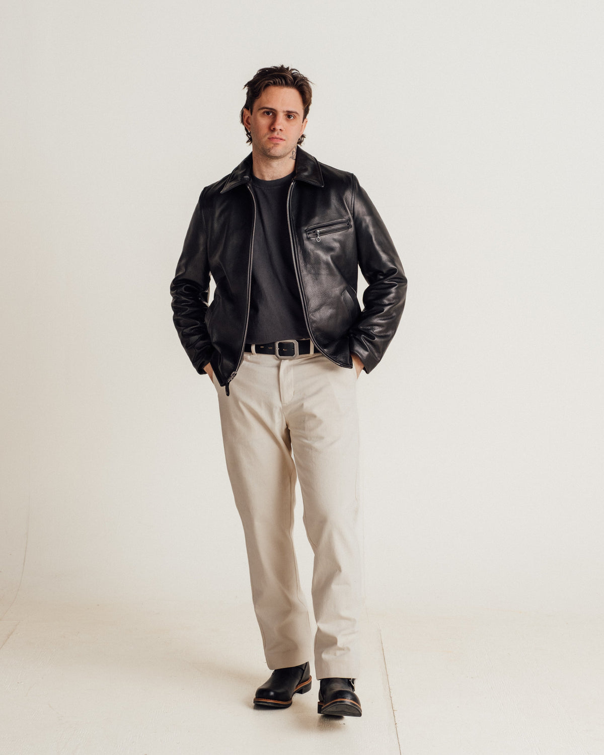 562 Schott N.Y.C. Natural Pebbled Cowhide Weekender Jacket
