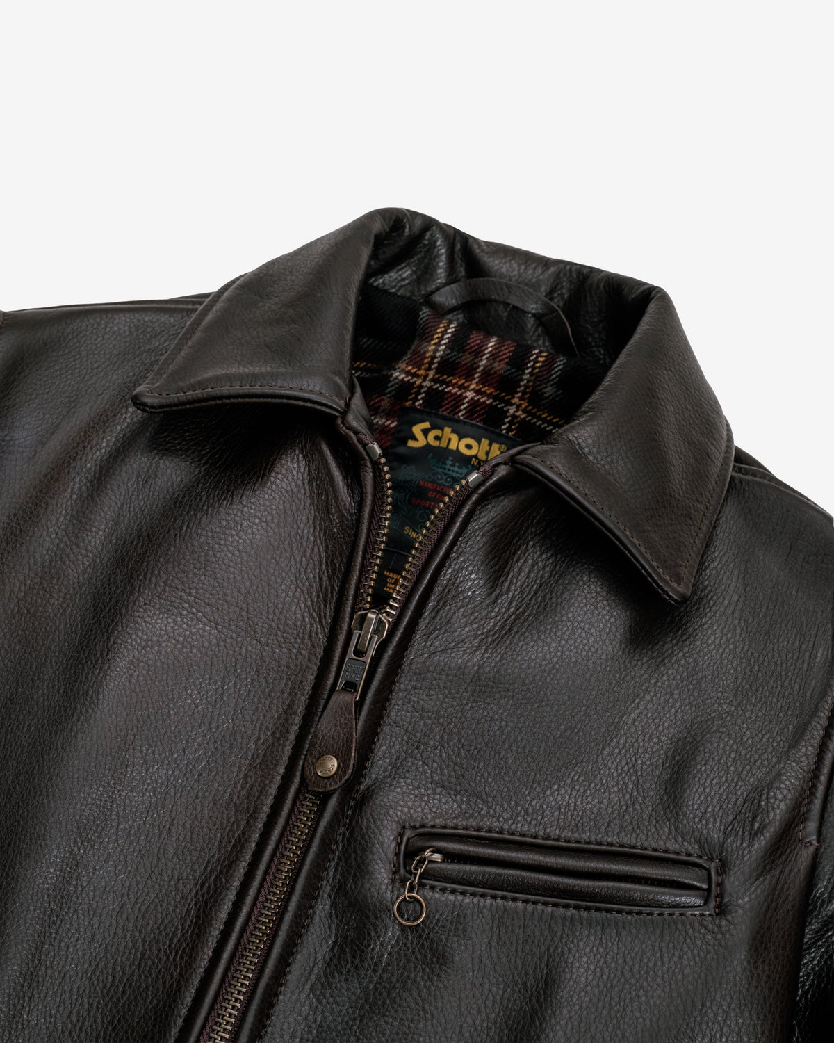 562 Schott N.Y.C. Natural Pebbled Cowhide Weekender Jacket