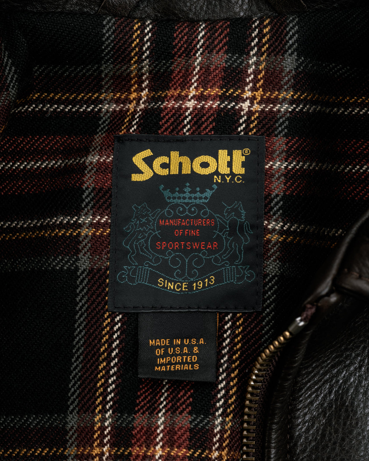 562 Schott N.Y.C. Natural Pebbled Cowhide Weekender Jacket