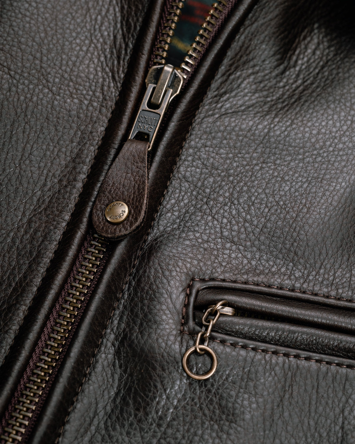 562 Schott N.Y.C. Natural Pebbled Cowhide Weekender Jacket