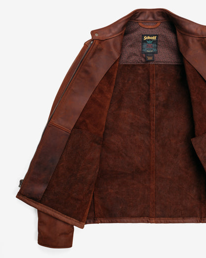 581 Schott N.Y.C. Oiled Lightweight Unlined Nubuck Cafe Racer Jacket
