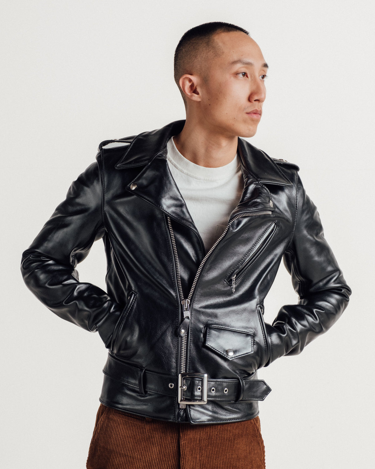 613SH Schott N.Y.C. Slim Horsehide 'One Star' Perfecto® Motorcycle Jacket