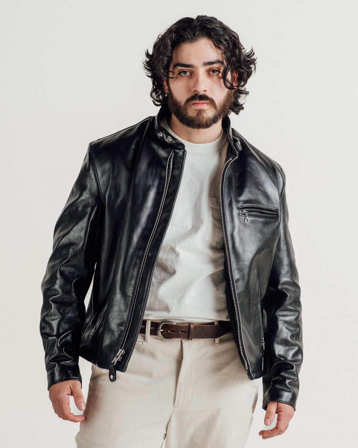 641HH Schott N.Y.C. Classic Horsehide Cafe Racer Motorcycle Jacket