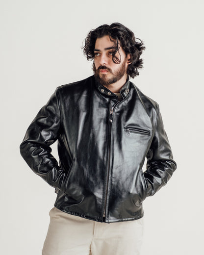 641HH Schott N.Y.C. Classic Horsehide Cafe Racer Motorcycle Jacket