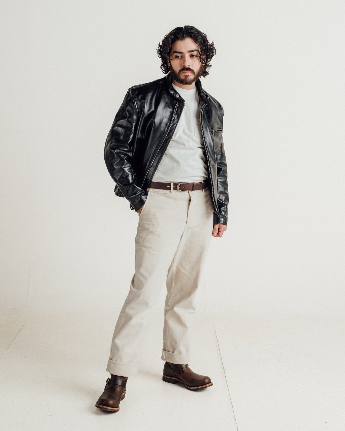 641HH Schott N.Y.C. Classic Horsehide Cafe Racer Motorcycle Jacket