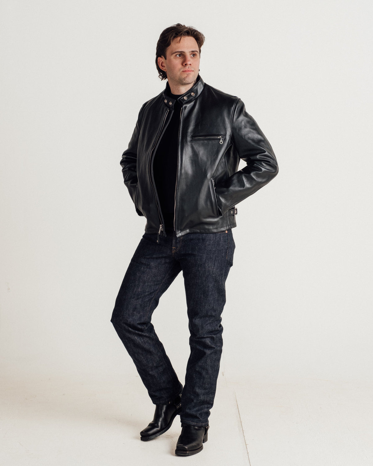 641 Schott N.Y.C. Classic Steerhide Cafe Racer Motorcycle Jacket