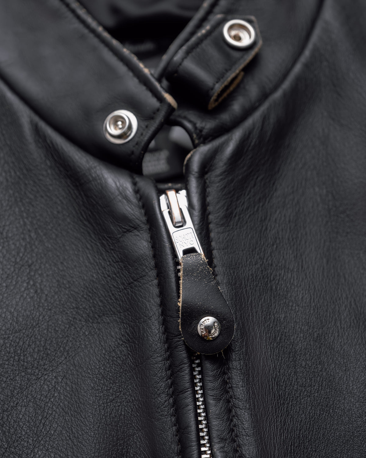 654VN Schott N.Y.C. Vintaged Slim Cowhide Cafe Racer Motorcycle Jacket