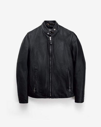 654VN Schott N.Y.C. Vintaged Slim Cowhide Cafe Racer Motorcycle Jacket