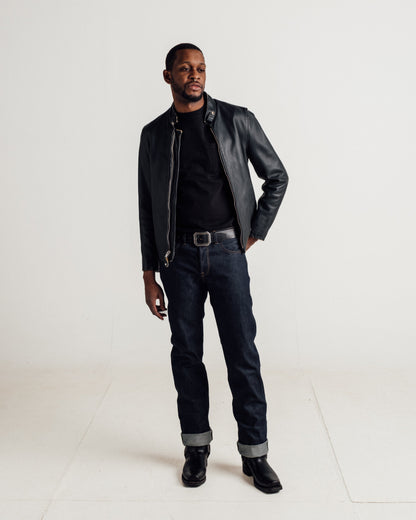 654VN Schott N.Y.C. Vintaged Slim Cowhide Cafe Racer Motorcycle Jacket
