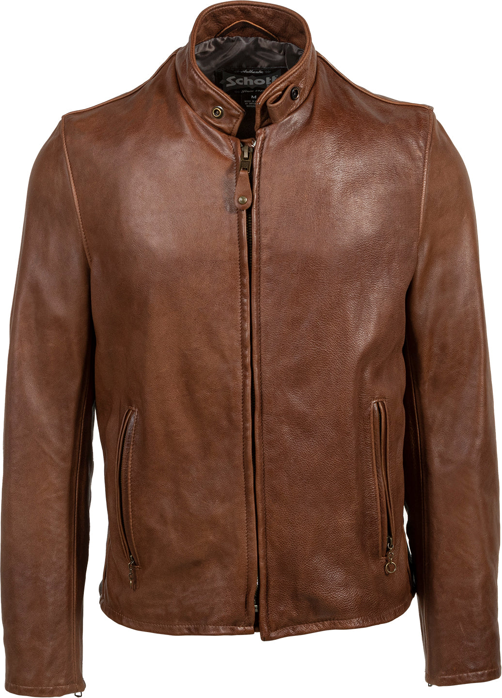 654VN Schott N.Y.C. Vintaged Slim Cowhide Cafe Racer Motorcycle Jacket